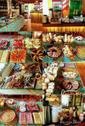 a collage of pictures of different types of food at Aldeia do Bambu Camping e Chalés in Quartéis