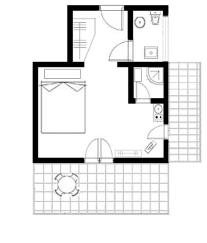 a black and white floor plan of a house at Apartment studio Mia-beach in Split in Split