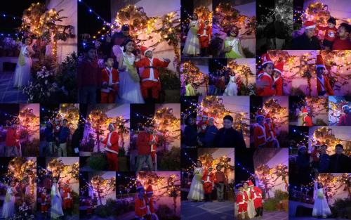un collage de fotos de personas en las luces de Navidad en Natraj Guest House, en Ajmer
