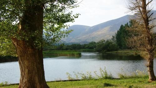 a view of a lake with mountains in the background at Aiguestortes Camping Resort in Esterri d'Àneu