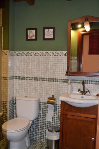 a bathroom with a toilet and a sink at Apartamentos La Buhardilla in Ezcaray