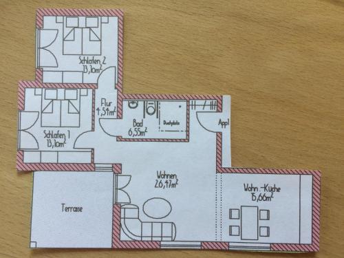 a drawing of a floor plan of a house at Appartementhaus Angelika in Nittenau