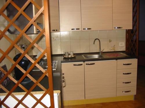 La rosa sul lago في ترفيجنانو رومانو: مطبخ مع حوض و قبو للنبيذ