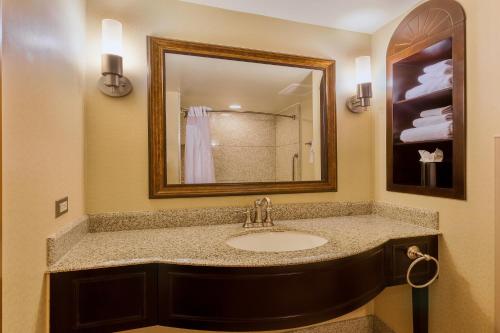 a bathroom with a sink and a mirror at Holiday Inn Express Hotel & Suites Atascadero by IHG in Atascadero