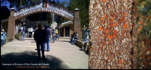 a group of people walking under an arch at a park at Hotel Villa Monarca Inn in Zitácuaro