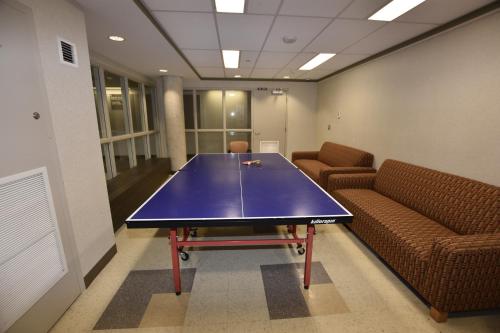 a ping pong table in a room with two couches at Residence & Conference Centre - London in London
