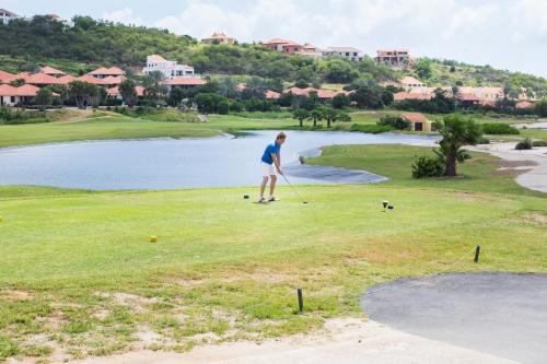 a person is playing golf on a golf course at Blue Bay Apartments in Sint Michiel