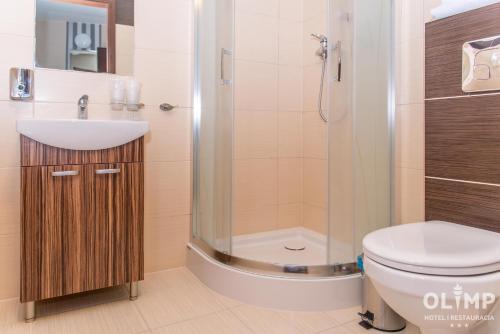 Koupelna v ubytování Hotel Olimp