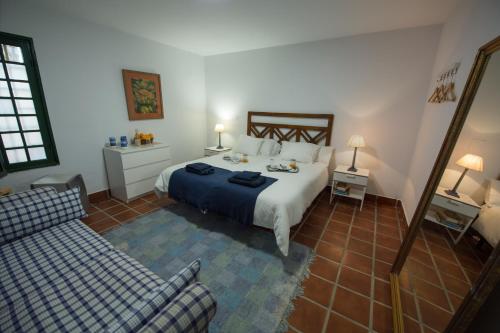 テルデにあるFinca Hoya del Pozoのベッドルーム(ベッド1台、ソファ付)