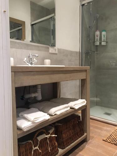 a bathroom with a sink and a shower at Domus Valencia Apartamentos Loft zona Pechina in Valencia