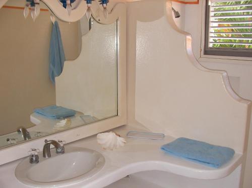 uma casa de banho com um lavatório e um espelho em Caraibidamari em Bayahibe