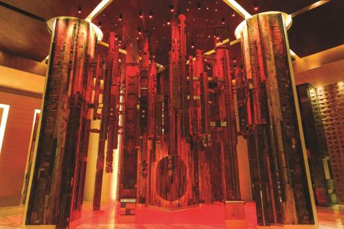 a display of art in a building at Hyatt Regency Chennai in Chennai