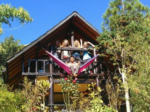 a group of people on the tree house at Sembalun Kita Cottage in Sembalun Lawang