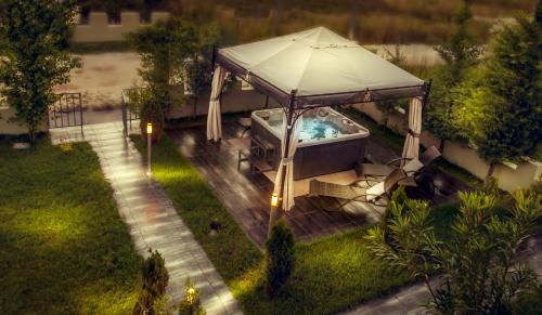 an overhead view of a gazebo with a pool at Abbacy Katiana's Castelleti 2 in Limenas