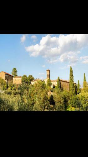 a group of buildings and trees in a field at Tre Girasoli in Monte San Savino