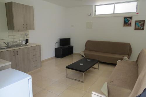 a living room with a couch and a table at River Apartments in Galata