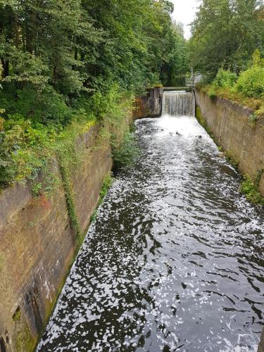a canal filled with lots of kiwiates in at Hotel & Restaurant Wilder Eber in Eberswalde-Finow
