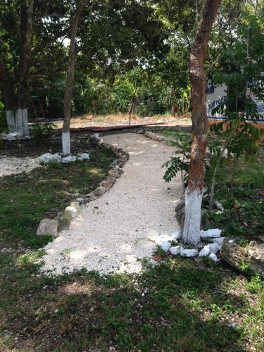 Zahrada ubytování Cabanas chaac calakmul