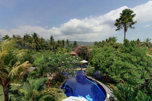 an aerial view of a resort with a swimming pool at Sawah Lovina in Lovina