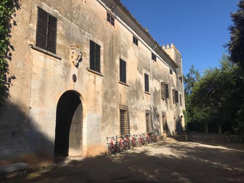 un grupo de bicicletas estacionadas al lado de un edificio en Finca Son Vivot, en Inca