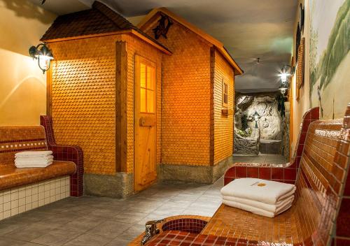 Ett badrum på Portens Hotel Fernblick