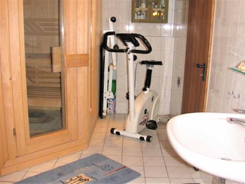 Ferienwohnung Bei Franka mit Sauna tesisinde bir banyo