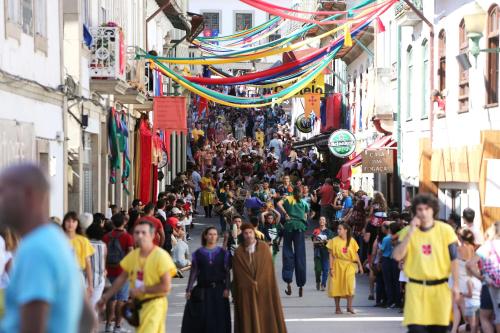 a crowd of people walking down a street with buildings at Hotel ibis Porto Sul Europarque in Santa Maria da Feira