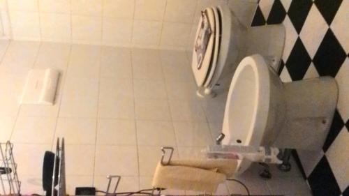 ペルージャにあるCharming Apartment Perugiaのタイルフロアのバスルーム(トイレ付)