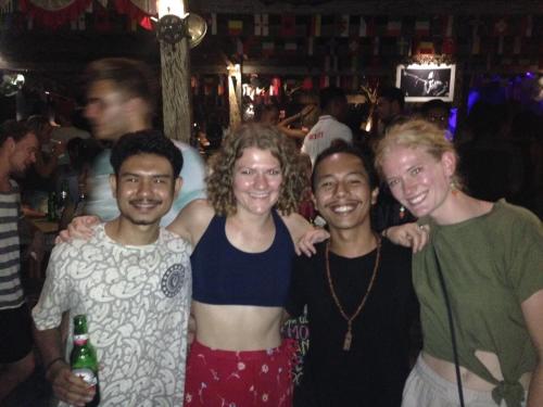 a group of people posing for a picture at a party at Jeges Homestay in Senggigi 