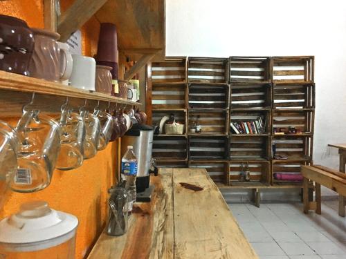 Η κουζίνα ή μικρή κουζίνα στο Iguana Hostel Oaxaca