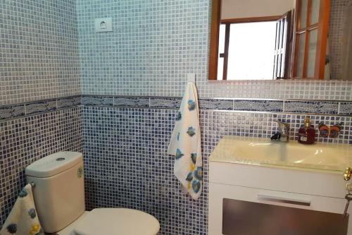 El PalmitalにあるCasa Los Pinosのトイレと洗面台付きのバスルーム