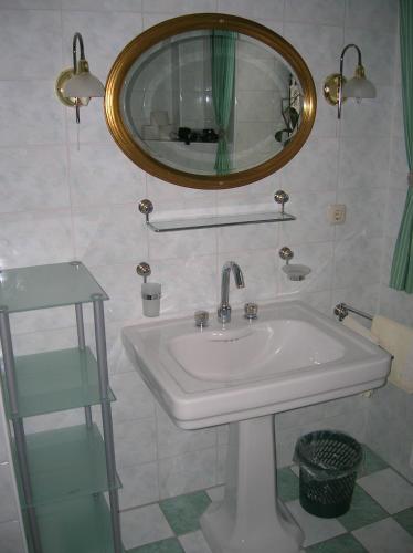 a bathroom with a sink and a mirror at Gästehaus Schleich in Bad Radkersburg