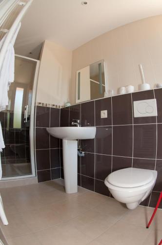 a bathroom with a sink and a toilet at Le Jardin de la Reyssouze in Gorrevod