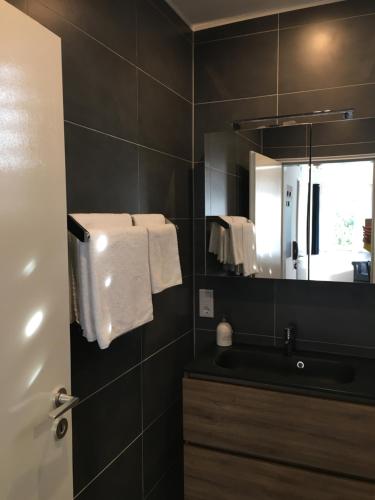 a bathroom with a sink and a mirror at Apartment Gronau in Gronau