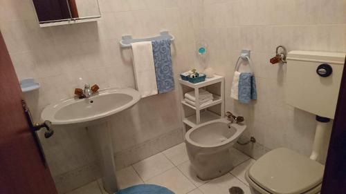 bagno con lavandino e servizi igienici di LUCINDA`S HOUSE a Braga