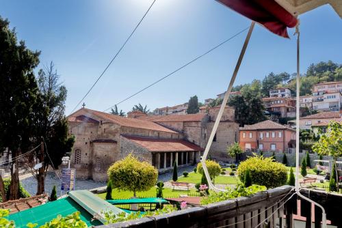 a view of a village from a bridge at Jovanovic Guest House in Ohrid