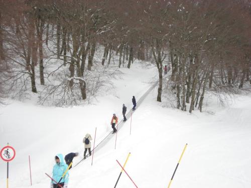 a group of people skiing down a snow covered slope at Domus Lilio in Petralia Sottana