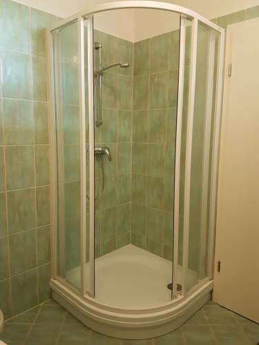シオーフォクにあるApartman 511のバスルーム(ガラス張りのシャワー付)が備わります。