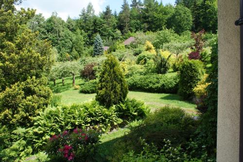 a garden with many different plants and trees at Apartament w Kozubniku z widokiem na góry in Porąbka