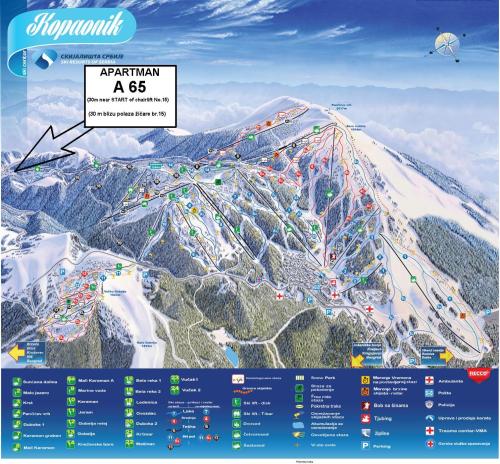 a map of a ski resort on top of a mountain at KOPAONIK-GONDOLA 100m in Brzeće