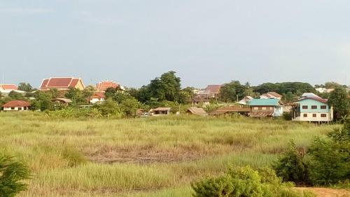 a group of houses in a field of grass at RuengsriSiri Guesthouse in Sukhothai