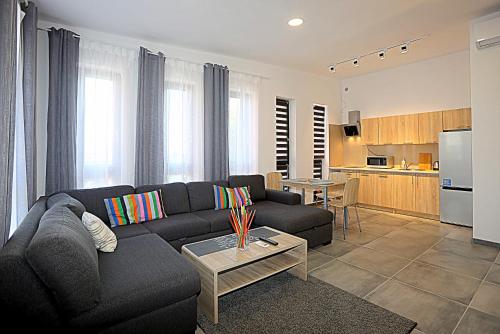 希維托赫洛維采的住宿－Intermo，客厅配有沙发和桌子