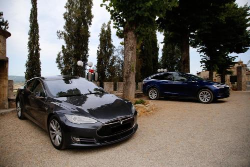 two cars parked next to each other in a driveway at Villa Lecchi Hotel Wellness in Colle Val D'Elsa