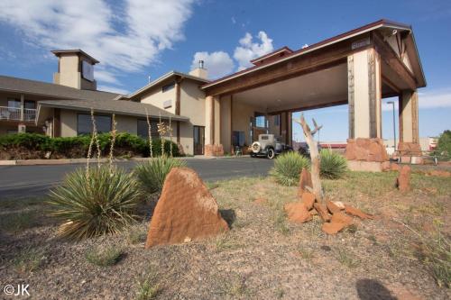 a group of rocks in front of a building at The Noor Hotel in Torrey