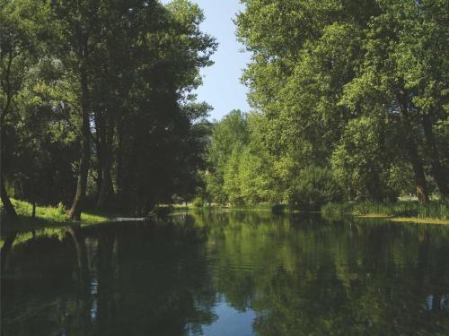 a river with trees reflecting in the water at Hotel Zvonimir in Otočac