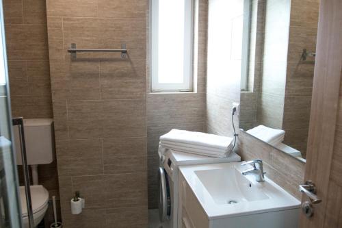 ママイア・ノルドにあるGreen 24 Apartmentのバスルーム(洗面台、トイレ付)