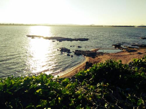 a body of water with rocks in the water at Radha Tourist Home in Polonnaruwa