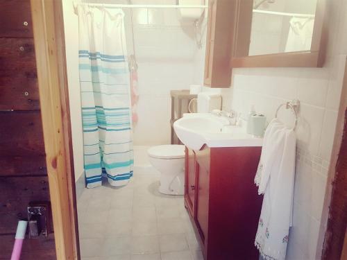 a bathroom with a sink and a toilet at La Dolce Vita Country House with pool - Solicchiata in Castiglione di Sicilia