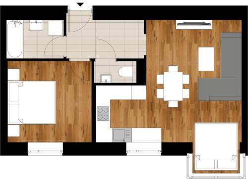 een plattegrond van een huis met een vloer bij Betariel Apartments S22 in Wenen