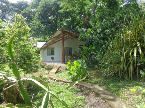 a small house in the middle of a garden at Cabañas Cañas Castilla in La Cruz